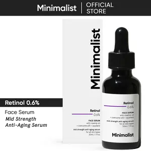 Minimalist Retinol 0.6% Mid-Strength Anti Aging Face Serum with Coenzyme Q10 | Reduces Fine Lines & Wrinkles | 1 Fl Oz/30 ml