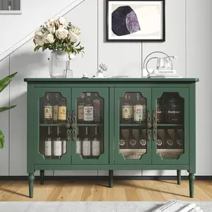 Vintage Aesthetic Storage Cabinet for Home - Glass Door Buffet Sideboard & TV Stand, Versatile Credenza for Living Room/Kitchen, Elegant & Spacious Organizer