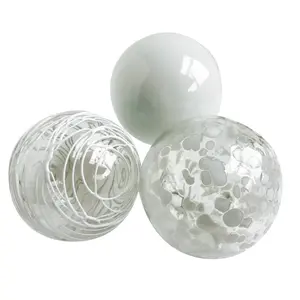 WHITE Decorative Glass Balls set of 3