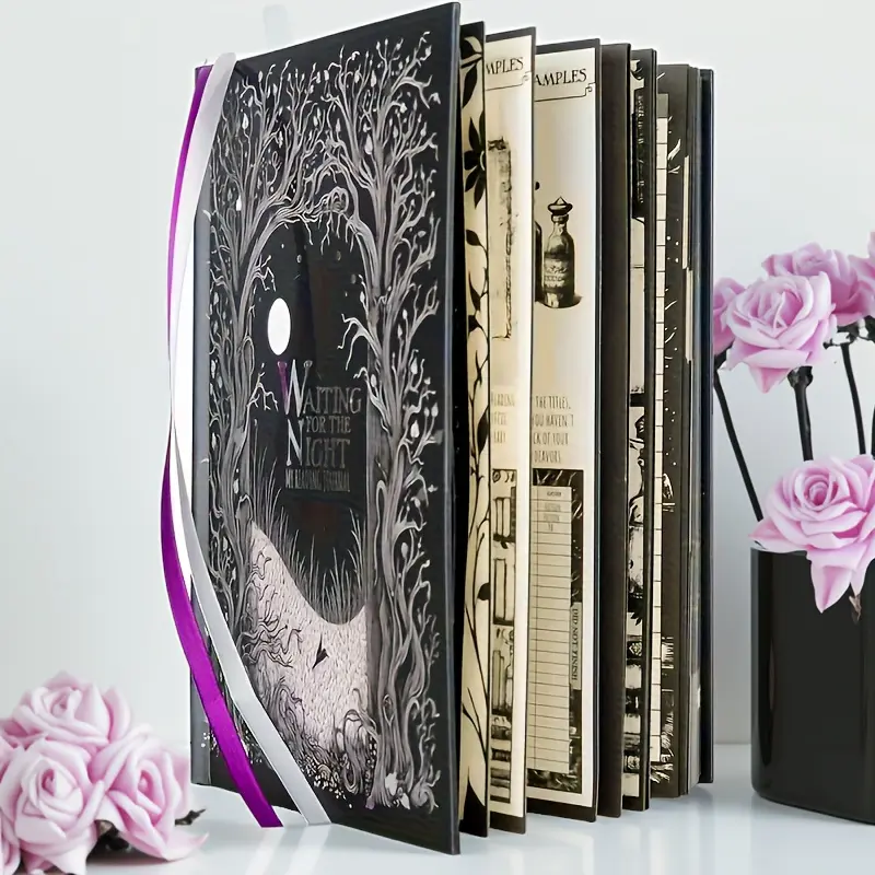 Gothic Style Wait Till Night Diary Notebook, Notebook Journal, Magic Forest Cover, Art Pattern, Hardback, Night Reading & Creative Writing, Hardcover Notebooks