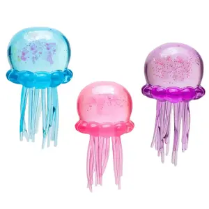 1pc Glitter Jellyfish Squishy Toy, Cute Stress Relief Squeeze Toy for Kids & Adults, Soft Sensory Jellyfish ASMR Toy, Birthday Party Favor.