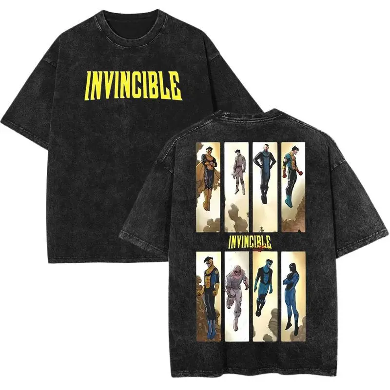 Invincible Variants T-Shirt, Back and Front Print graphic tee for Superhero Fans. Trending Cotton Fabric Menswear Top, cool tee for comic book enthusiasts.