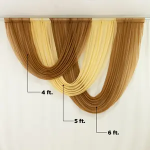 Sheer Chiffon Valance Curtain 4ft x 5ft – Champagne Wedding Arch Voile Drape with Rod Pocket, Backdrop Panel