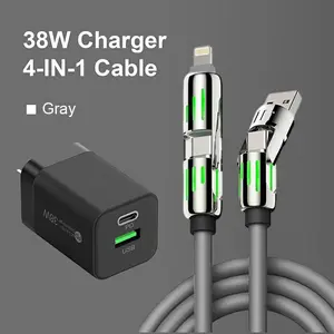240W 4-in-1 Multi USB Charging Cable with USB A, Type-C, Lightning - MAX Fast Charging & Data Sync for iPhone 17/16/15/14/13, iPad Pro tiktokshopspringglowup