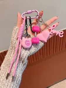 Gym Rat Keychain Mini Kettlebell & Dumbbell Keychain with Love Letter and Heart Charms Fitness Dumbbell Keyring Kettlebell & Dumbbell Bag Charm Peach Heart Bag Pendant Braided Rope Carabiner Keyring Sports Workout Bag Key Chain Backpack Gym Accessory