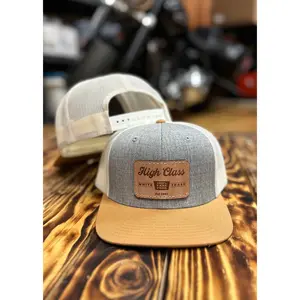 High Class White Trash ® Leather Patched Flatbill - Snap Back Trucker Cap