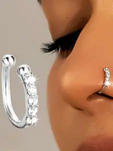Exquisite Bohemian Chic Faux,Cubic Zirconia, No Piercing Needed,Fashionable Hip Hop Accessory forWomen,Statement Jewelry PieceGift, Rhinestone Nose Ring