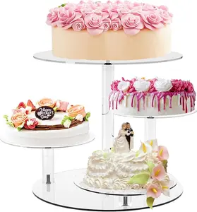 Cupcake Stand, Round Cake Stand, 4 Tier Cupcakes and Cakes Comb for 8-12 Inch Cakes, Tiered Cupcake Tree Tower, Clear Dessert Display Stand for Dessert Table Wedding Birthday Party Ornaments Decor