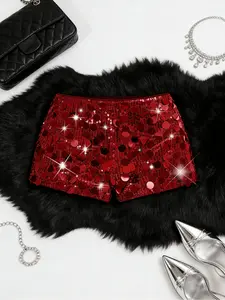 Women's Sequin Elegant Sexy Fashion Shorts, Perfect for Christmas Thanksgiving Party Work Multi-Occasion Wear, Fall & Winter New Arrival