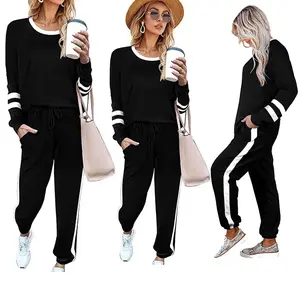 Sweatsuit for Women 2 Piece Outfits for Womens Crewneck Sweatshirts Pullover Lounge Set Pajamas flight travel teacher outfit casual comfortable lightweight stylish valentines gift ideas Valentine gifts