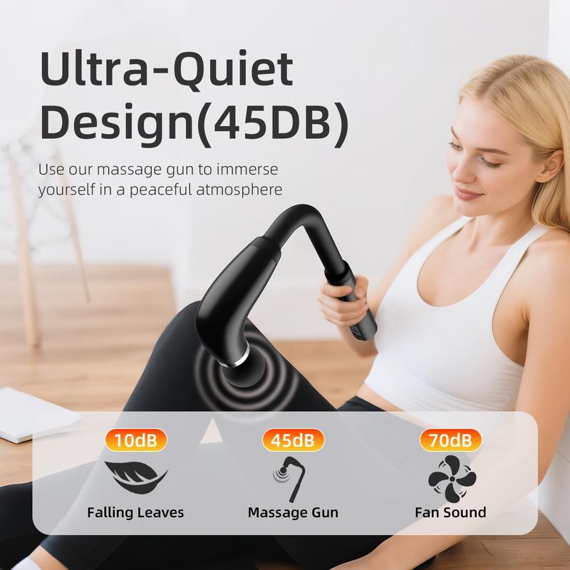 Massage Gun With Upgraded Extended Handle, Ergonomic Massage Gun USB Rechargeable Neck/Shoulder/Waist Massage for Pain Relief, Stepless Speeds 4 Massage Heads & 9 Speed Levels Ideal Christmas Gift for Friends & Families