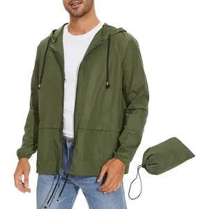 Packable Mens Rain Jacket Lightweight Raincoat Waterproof with Hood Windbreaker Jacket Travel Rain Jackets