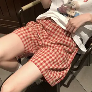ZUNKOUQJB Women's Gingham Plaid Summer Home Shorts Pajama Pants Above the Knee Casual Loungewear Nightwear Cute Matching Pjs for All Seasons pajama sets women cute pajama sets pajamas beach bag  pajamas pajama pants lake pajamas brides  maid  outfit
