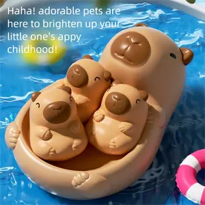 Otter Bath Toy Set - Mother Otter and Three Little Otters, Cute Family Bathtub Toys, Parent-Child Floating Water Toys, Soft Squeeze Bathtub Toys, Bathroom Small Toys, Bathing Shower Toys