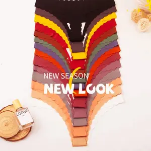 European And American Seamless Ice Silk Panties, Sexy High Elastic Wave Edge Adhesive Triangle Panties For Women