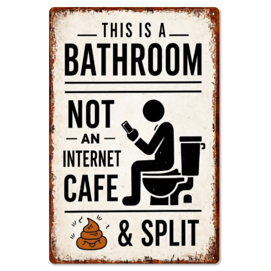 Vintage Funny Industrial Bathroom Metal Sign, Aluminum Wall Decor for Washroom & Toilet, Rustic Farmhouse Home Aesthetic Plaques & Signs summerwins,summerwins