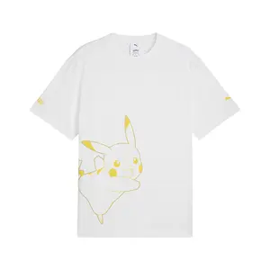 PUMA Mens X Pokémon Relaxed Graphic Crew Neck Short Sleeve Casual Tops Casual - White
