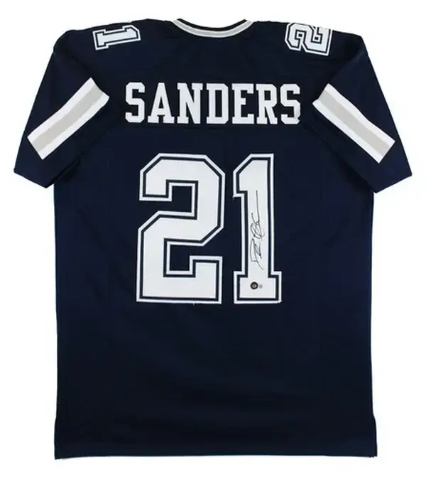 Deion Sanders Signed Navy Blue Pro Style Jersey