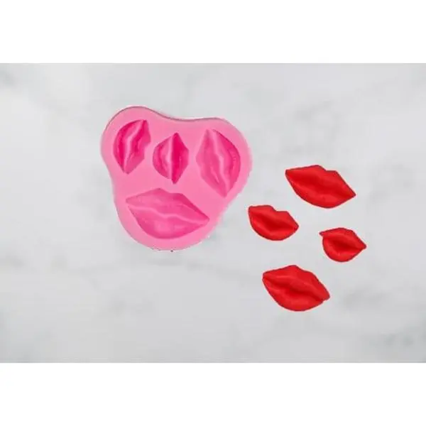 Lips Silicone Mold - 4 pc kiss lips mold, fondant mold, wax mold, chocolate mold