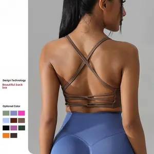 New yoga clothes short vest women's cross back bra underwear outdoor running fitness sports top workout
