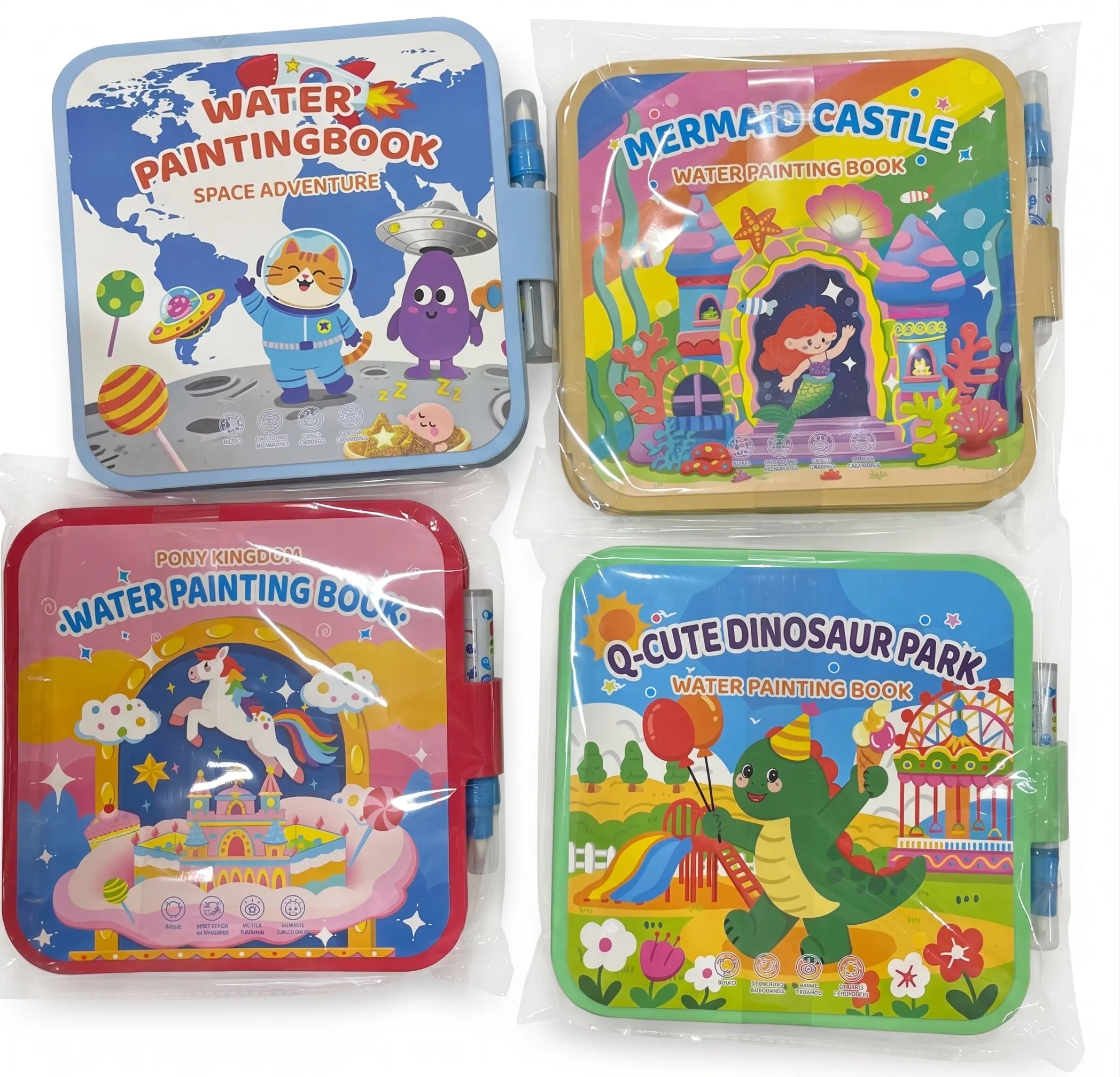 Kids Water Magic Painting Book Set - 4-Themes Reusable No-Mess Interactive Playful Painting Activity, Educational Toy, Birthday Gift for Kids Ages 3+