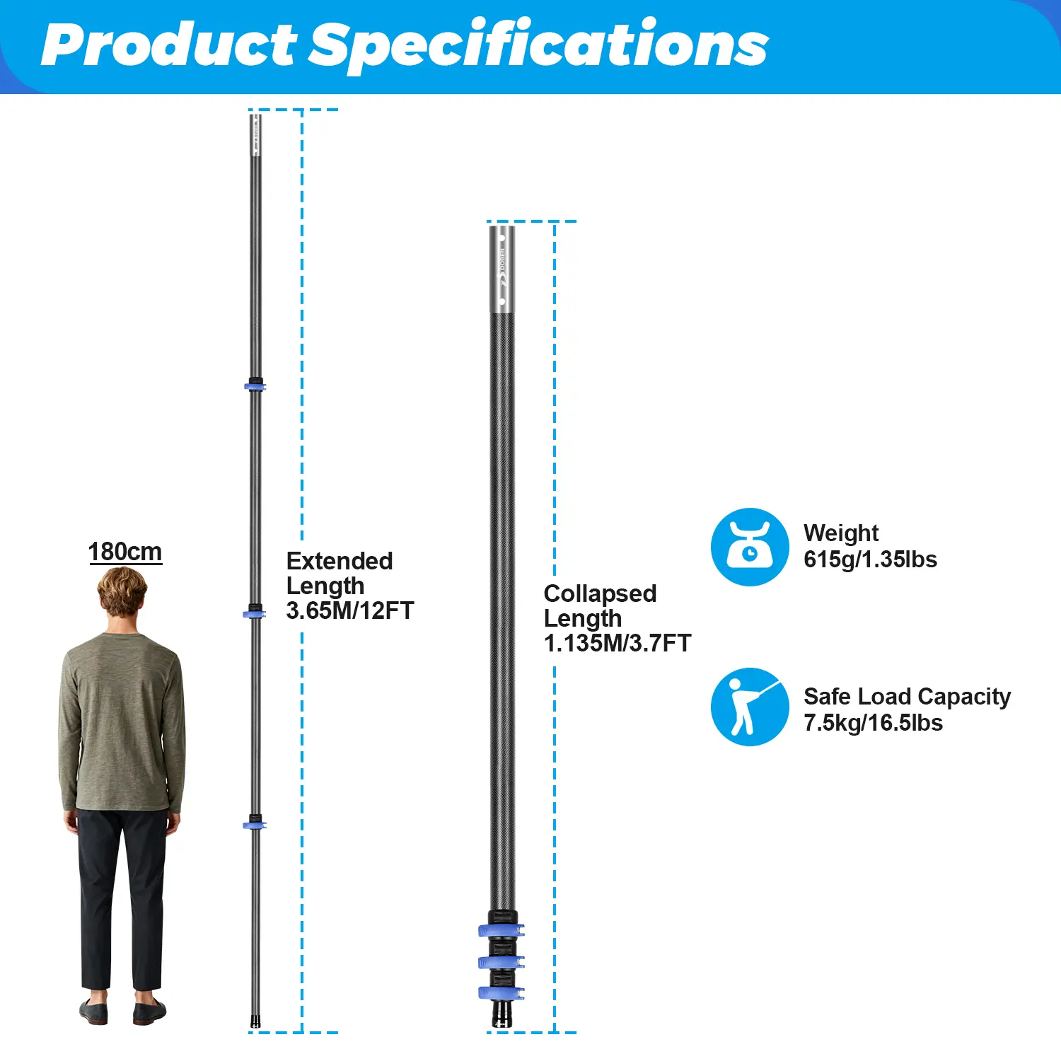 DOBEN Carbon Fiber Pool Pole Professional Ultralight Pool Poles 12FT/16FT  Adjustable Telescopic Lightweight Pool Cleaning Pole with Quick-Release  Lock Heavy Duty Pool Pole Compatible with Skimmer Nets Brushes & Vacuums  #DealsForYouDays -