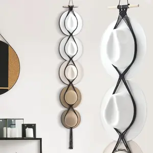 Macrame Hat Hangers Boho Hat Rack Cowboy Hat Hanger  of Door Hat Organizer (Black,Five Hats Style)
