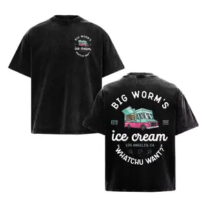 Big Worms Ice Cream Truck Friday Movie Graphic Tee Vintage Washed Retro 90s Comedy Film T Shirt Distressed Short Sleeve Casual Streetwear Los Angeles Quote Shirt Summer Fashion Top Relaxed Fit Crew Neck Unisex Tee, funny graphic tee, ,good graphic