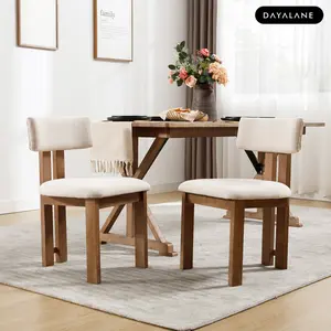 [SummerVibes]DAYALANE Mid Century Modern Dining Chairs With Solid Wood Frame For Dining Room Linen Beige Set of 2