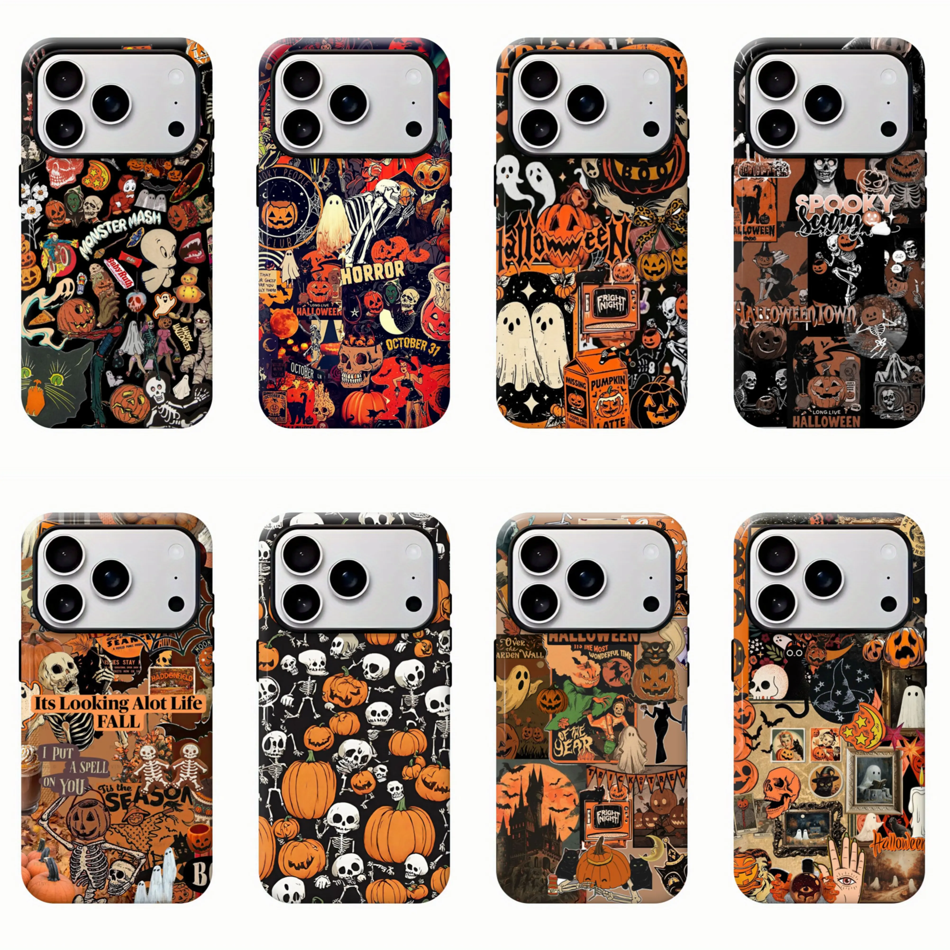 Vintage Halloween Phone Case, Spooky Retro Collage Phone Case for iphone 17 pro max case 16 15 14 13 12 11 Pro Max XS, Samsung S23 S24 S25 Durable Shockproof Protection Cellphone , beautiful gift for Women & Men Phone Cover