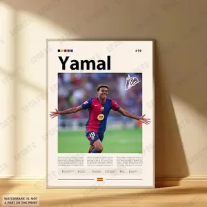 Lamine Yamal Poster, Spanish Footballer, Soccer Gifts, Sports Poster, Football Player Poster, Soccer Wall Art, Sports Bedroom Posters (Frame Not Included)