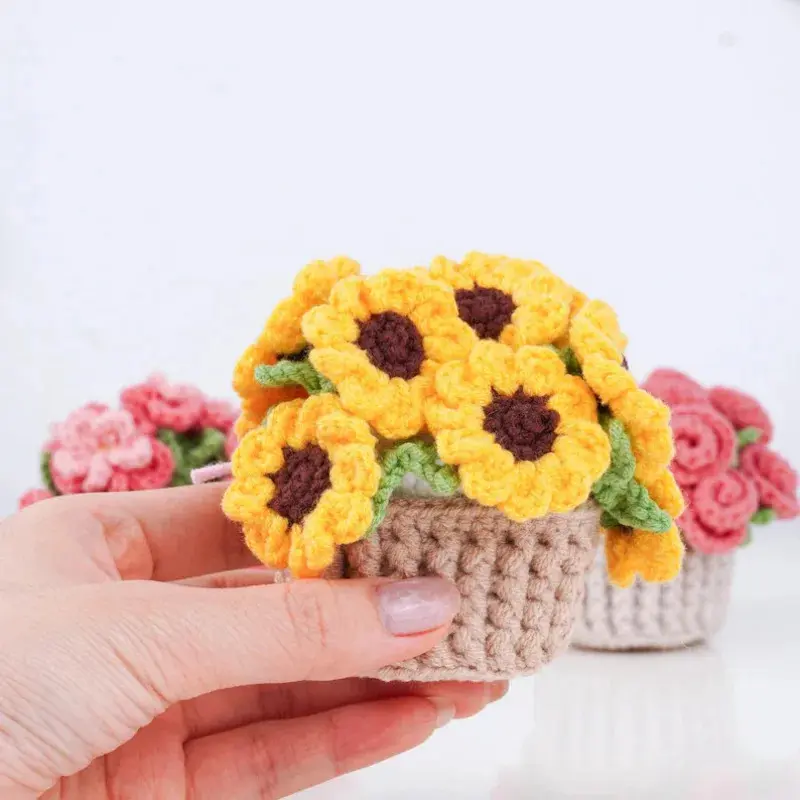 Handmade Crochet Creative Woven Sunflower Peach Blossom Coasters 40cm Arched Cup Holder Festive Gift Home Decorative Accessories Housewarming Household