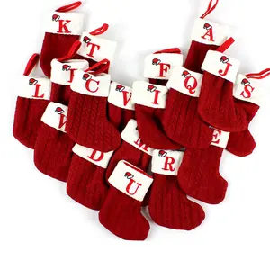 Christmas Knitted Letter Socks, Double-Sided Fireplace Hanging Decor, Personalized Holiday Gift, Home & Party Decoration