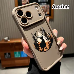 Phone Case for iPhone 17 Pro Max 16 Plus 15 14 13 12 11 Air E Forest Stag Silhouette Pocket-Friendly Shockproof Silicone Protective Softcase