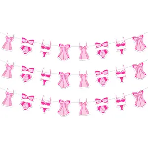 1Set Lingerie Bachelorette Party Banner Hot Pink Lingerie Bridal Shower Party Decor Underwear Bridal Shower Decor for Women Bachelorette Party Bridal Shower Hen Party Supplies