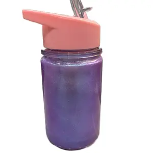 Kids Snow Globe Tumbler Sport Top with Pink Lid and Glitter Finish for Children