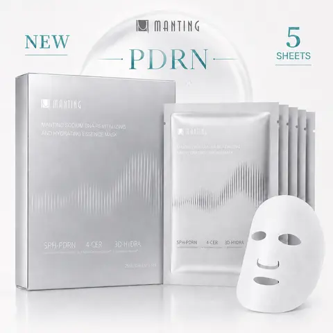 [NEW] MANTING PDRN Essence Sheet Mask, SPH-PDRN with 4-Peptide Ceramide Complex & 3D-HYDRA, 25mL Hydrating Face Mask for Barrier Care, Plump, Smooth & Radiant-Looking Skin, 5 Pack
