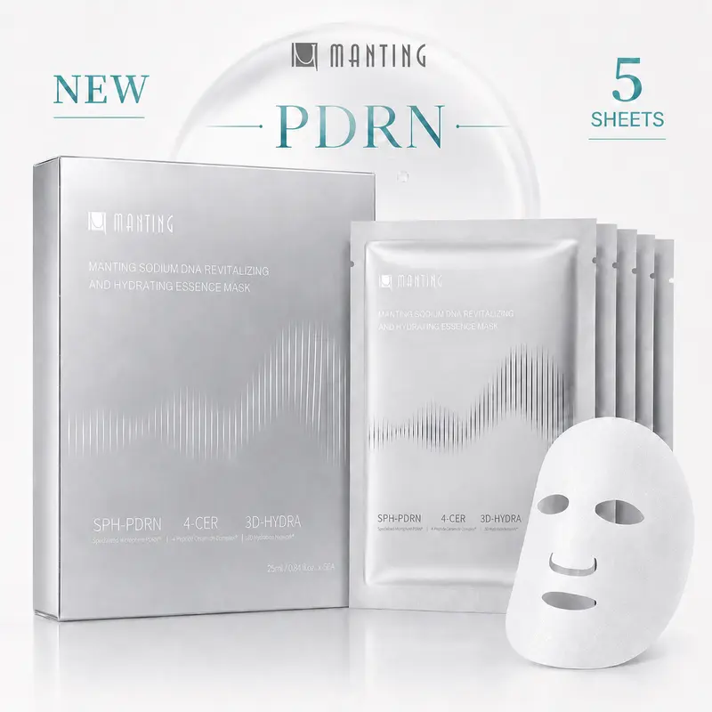 [NEW] MANTING PDRN Essence Sheet Mask, SPH-PDRN with 4-Peptide Ceramide Complex & 3D-HYDRA, 25mL Hydrating Face Mask for Barrier Care, Plump, Smooth & Radiant-Looking Skin, 5 Pack