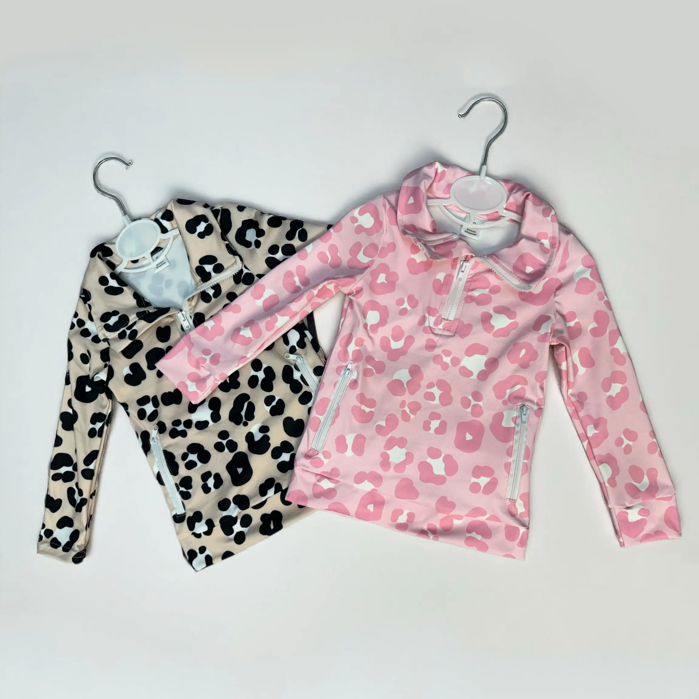 Leopard Half-Zip Ruffle Active Girls Jacket