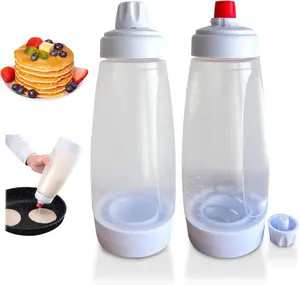 2 Packs of Pancake Batter Dispenser with Blender Balls, Kitchen Batter Squeezer Bottle Suitable for Cupcakes, Pancakes, Muffins Smooth Utensils Detachable Bpa Seasoning cooking utensils Stock Up Spring Kitchen Gadgets, Kitchen Accessories