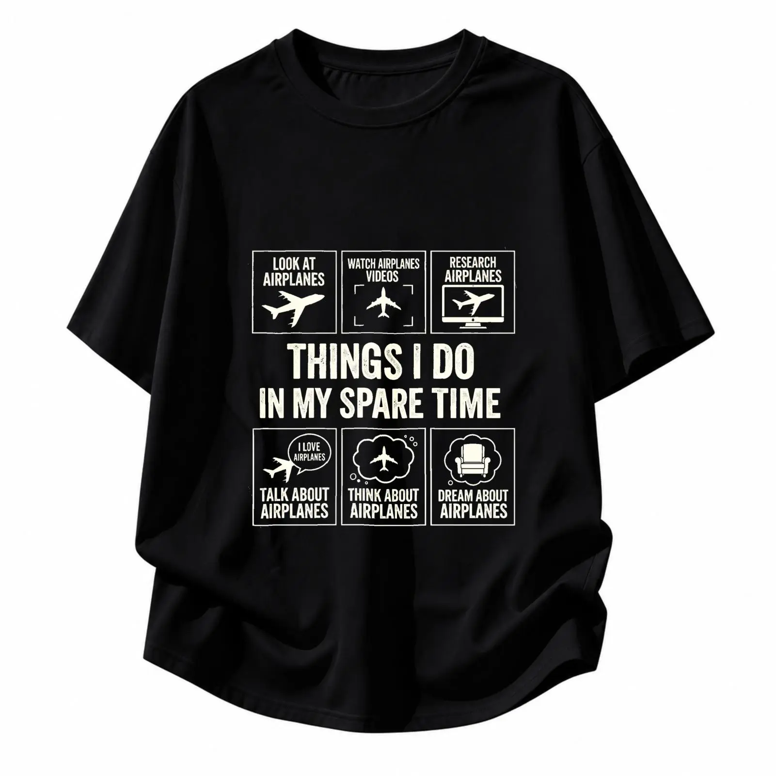 Carpesun Funny Aviation Lover Graphic Tee Shirt Airplane Enthusiast Print Cotton Casual Short Sleeve Unisex Gift For Pilot Flight Attendant Travel Fan