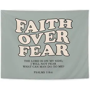 Faith Fear Christian Tapestry - Scripture Christian Tapestry Wall Hanging Bedroom Living Room Decoration, Christian Wall Tapestry Decoration, Christian Home Decoration, 40x60inch