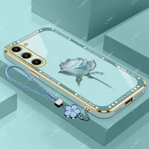 Suitable for [Galaxy S23+]phone case，affordable price,free beautiful four-leaf clover lanyard，exquisite and simple,High-end styles，drop-proof and fingerprint-resistant 995