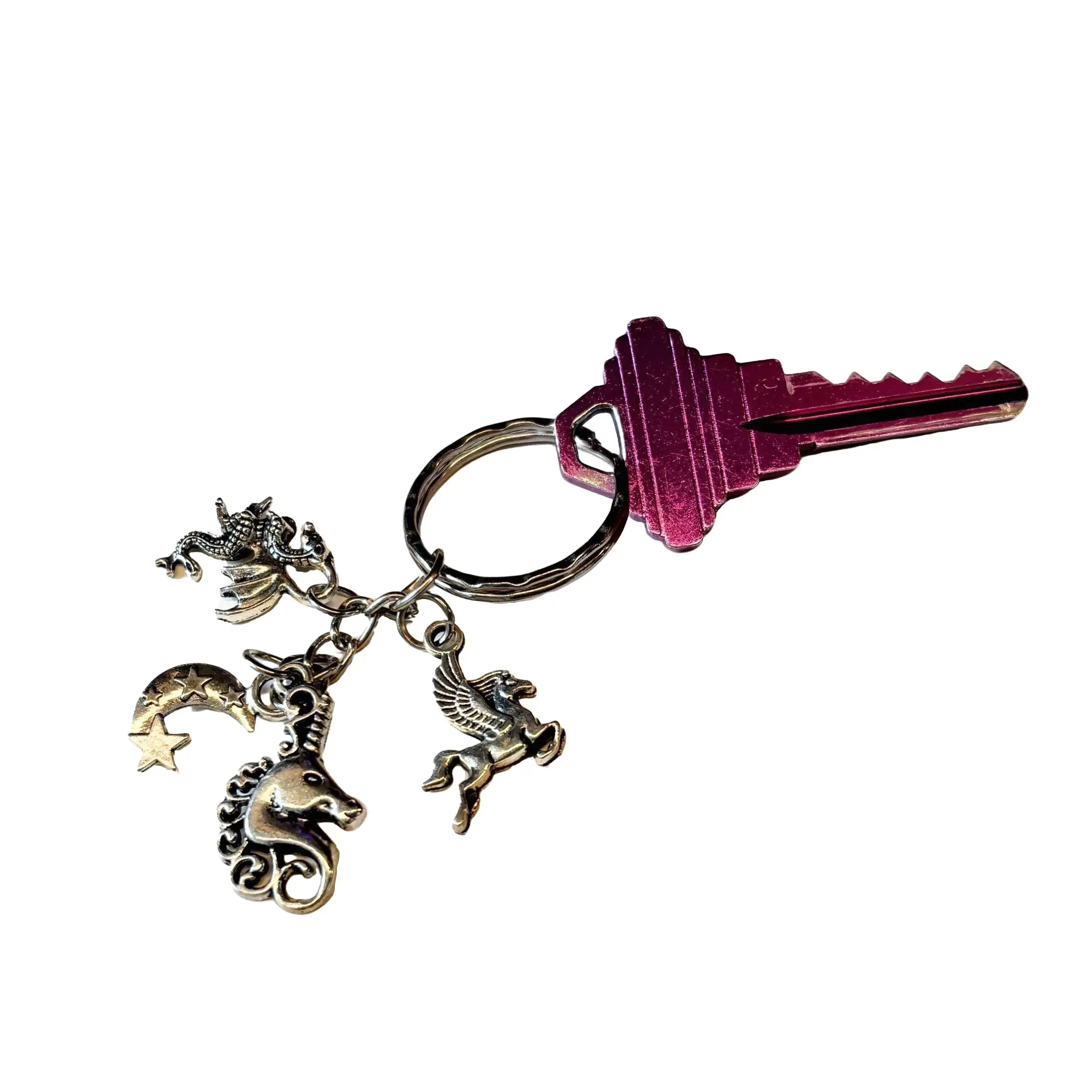 Silver Unicorn Fantasy Charms Lightweight Keychain in Silver