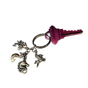 Silver Unicorn Fantasy Charms Lightweight Keychain in Silver