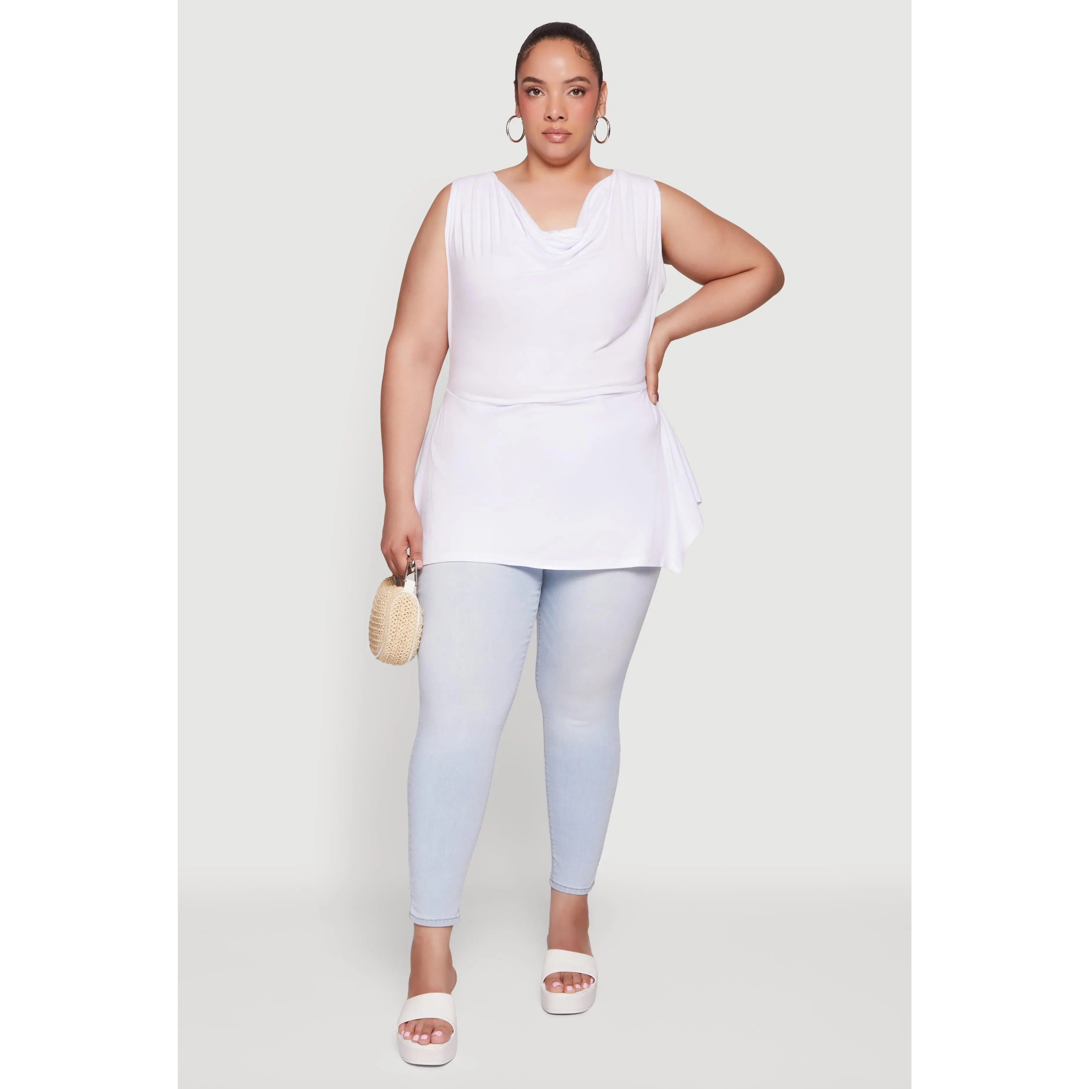 Plus Size Cowl Neck Sleeveless Blouse