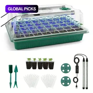 Seed Starter Tray Set, Seed Germination Kit with 40/80/160 Cells, USB Powered LED Grow Light with Smart Timer & 3 Modes, Durable Growing Tray, Suitable for Indoor Greenhouse #GLOBAL PICKS