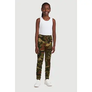 Girls Stretchy Ruched Cargo Pockets Joggers