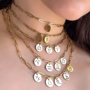 Custom Multi Zodiac Charm Necklace 18K Gold Plated, Family Necklace, Couples Zodiac Necklace