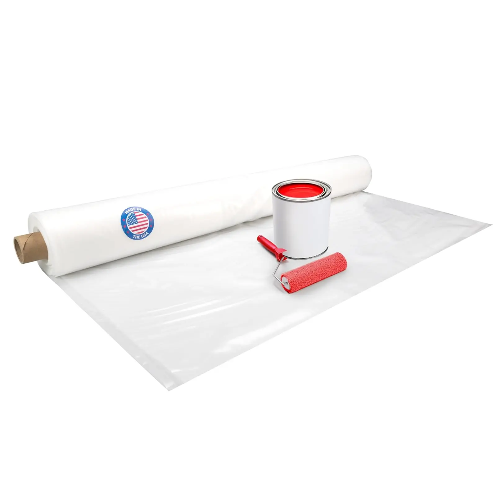 Plastic Sheeting 4 mil, 10' x 50' (500 sq. ft.) - Heavy Duty Semi-Clear Plastic Sheeting for Construction & Painting - Thick Plastic Sheeting for Drop Cloth - Durable LDPE Film Roll by IDL Packaging